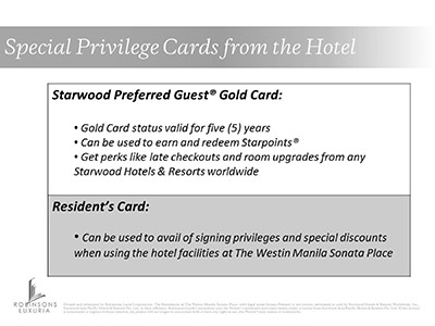 Special Privilege Cards from the Hotel